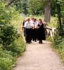 Procession crosses bridge